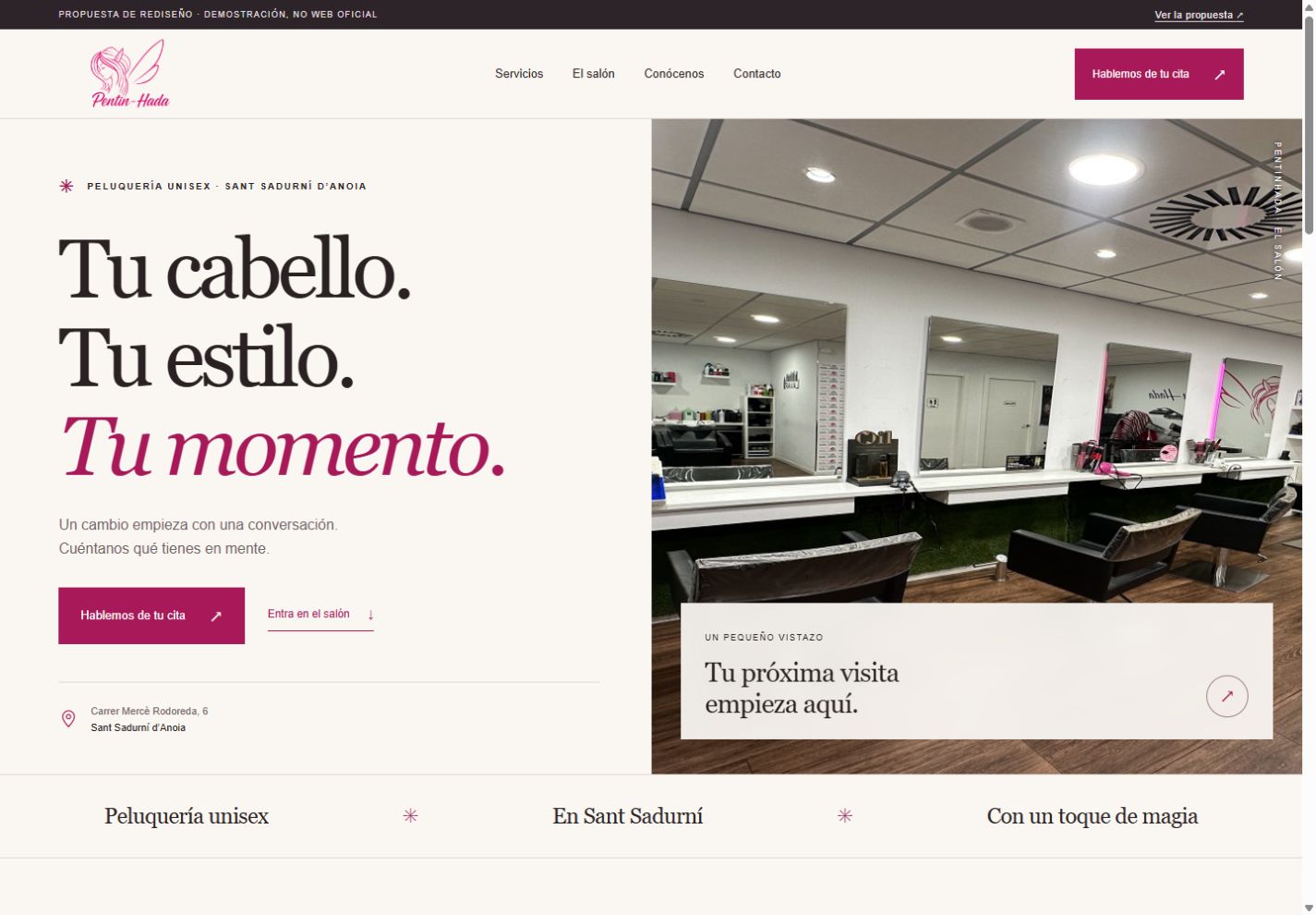 Portada de la propuesta en escritorio